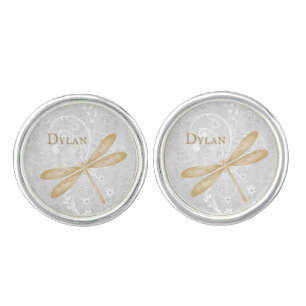 Gold Dragonfly Cuff Links