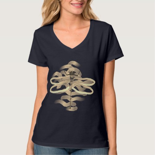 Gold Dragonfly Painting T_Shirt