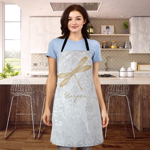 Gold Dragonfly Personalized Apron