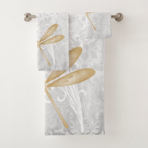 Gold Dragonfly Personalized Bath Towel Set