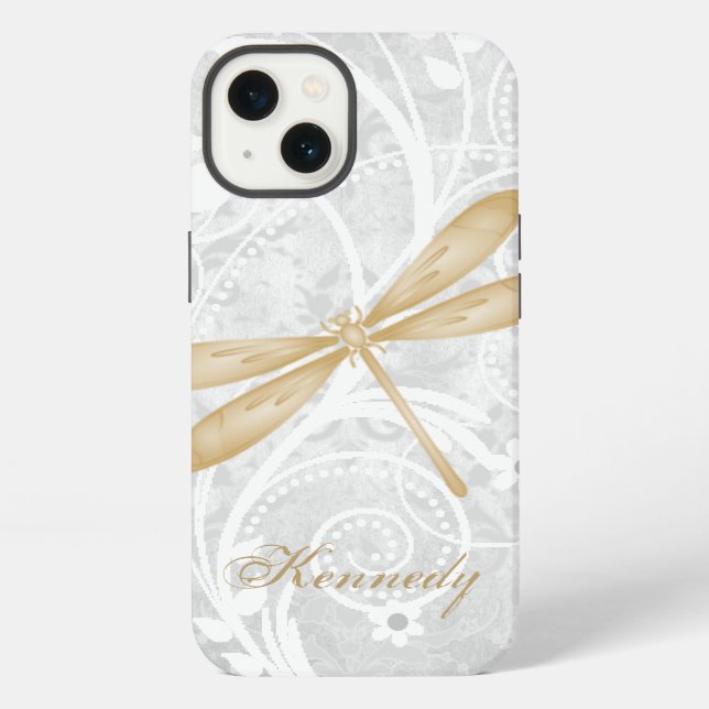 Gold Dragonfly Personalized Case-Mate iPhone Case (Back)