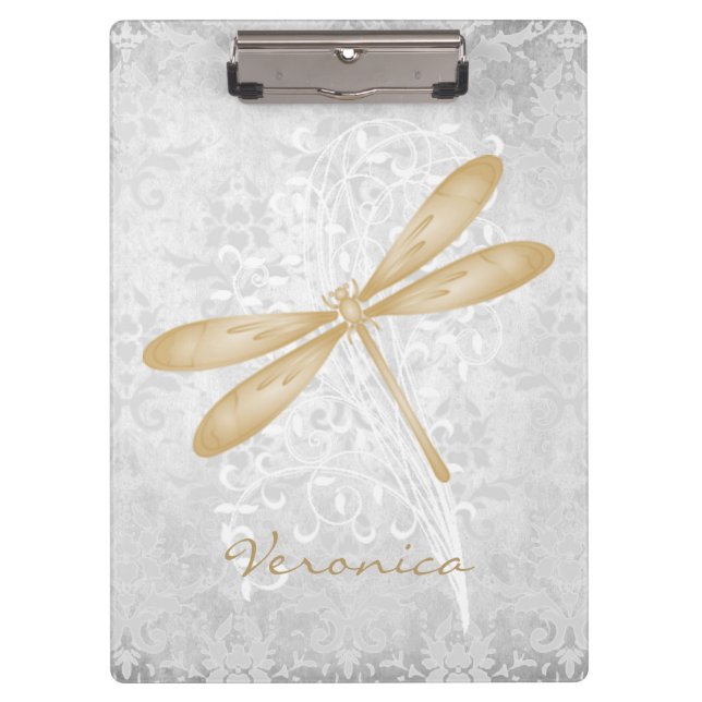 Gold Dragonfly Personalized Clipboard (Front)