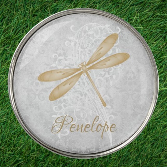 Gold Dragonfly Personalized Golf Ball Marker (Gold Dragonfly Personalized Golf Ball Marker)