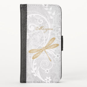 Gold Dragonfly Personalized iPhone Wallet Case