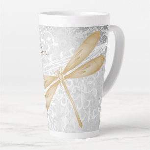 Gold Dragonfly Personalized Latte Mug