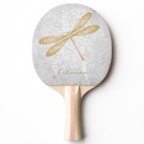 Gold Dragonfly Personalized Ping Pong Paddle