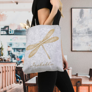 Gold Dragonfly Personalized Tote Bag
