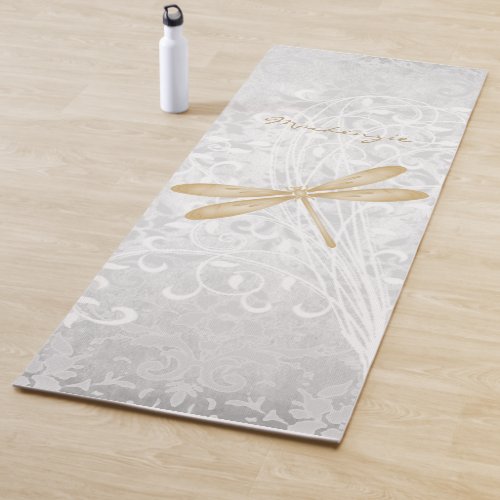 Gold Dragonfly Personalized Yoga Mat