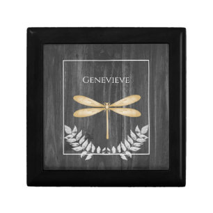 Gold Dragonfly Rustic Gift Box