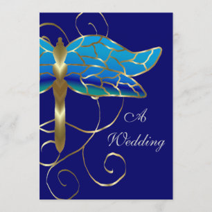 Gold Dragonfly Tiara Wedding Invitation