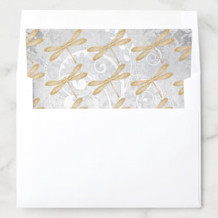 Gold Dragonfly Wedding Envelope Liner