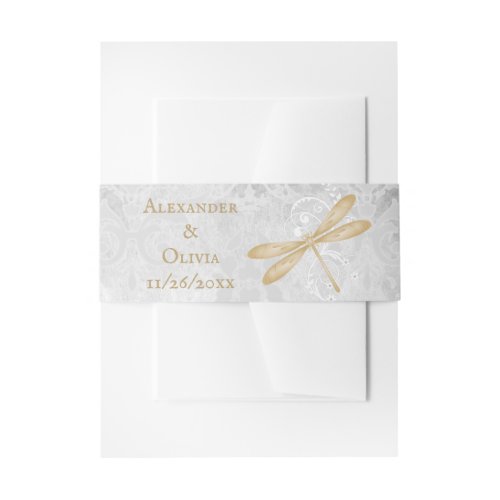 Gold Dragonfly Wedding Invite Belly Band