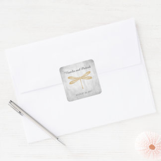 Gold Dragonfly Wedding Stickers