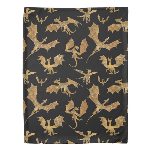 Gold Dragons Duvet Cover (Front)