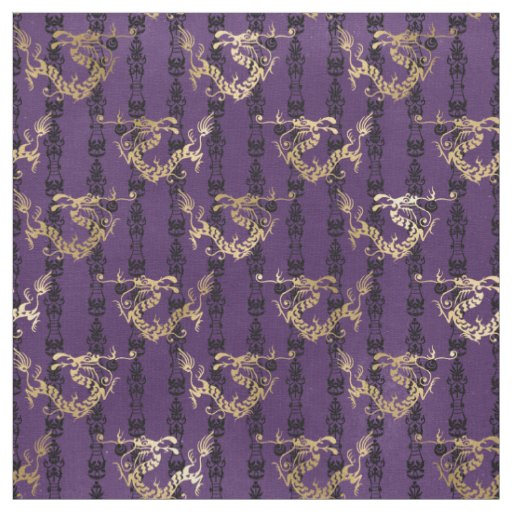 Gold Dragons on Purple Fabric