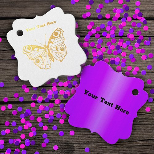 Gold Drawing of Dainty Pretty Monarch Butterfly Foil Favor Tags