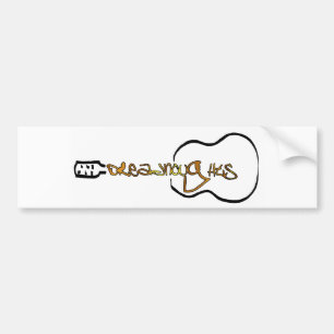 Gold Dreadnaughts Abstract Acoustic Guitar Logo Bumper Sticker