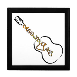 Gold Dreadnaughts Abstract Acoustic Guitar Logo Jewelry Box