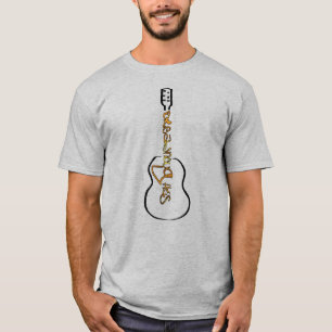 Gold Dreadnaughts Abstract Acoustic Guitar Logo T-Shirt