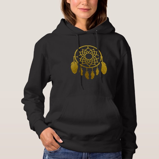 Gold Dream Catcher Design Designation Graphic Hoodie (Front)