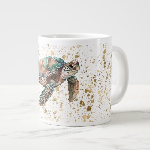 Gold Dream Sea Turtle Giant Coffee Mug