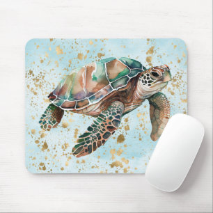 Gold Dream Sea Turtle Mouse Pad