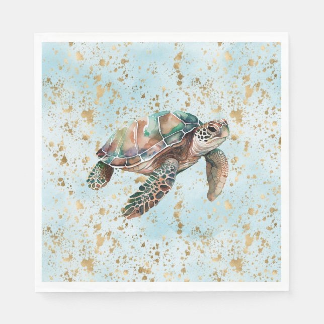 Gold Dream Sea Turtle Napkins (Front)