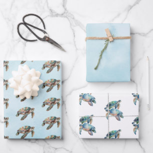 Gold Dream Sea Turtle Wrapping Paper Sheets