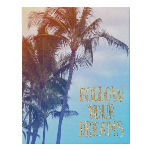 Gold Dreams Kauai Palm Trees Faux Canvas Print
