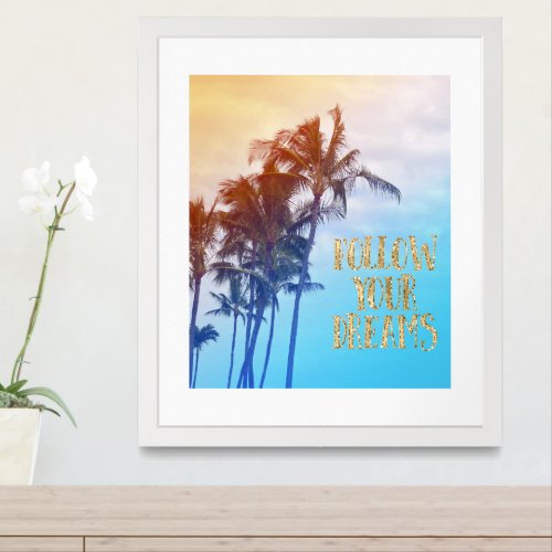 Gold Dreams Kauai Palm Trees Framed Art