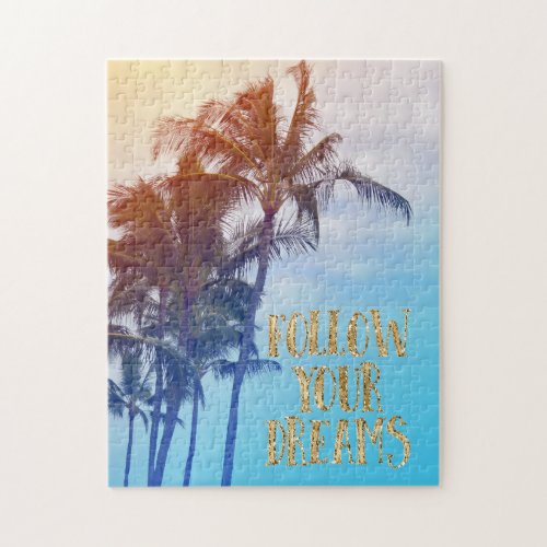 Gold Dreams Kauai Palm Trees Jigsaw Puzzle