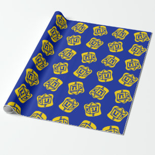 Gold Dreidel Wrapping Paper