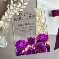 Gold Dress 60th Birthday Party Purple Flower