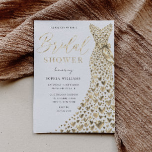 Gold Dress Bridal Shower Digital Or Print Invitation