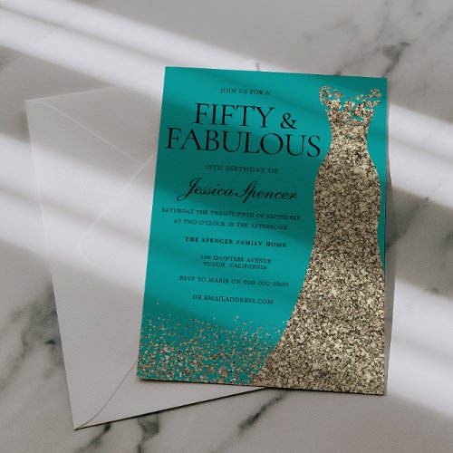 Gold Dress Elegance 50 & Fabulous! 50th Birthday
