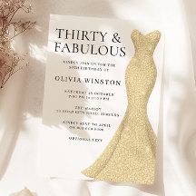 Gold Dress Elegant Thirty & Fabulous 30th Birthday