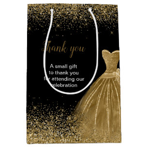 Gold Dress Faux Glitter Sweet 16 Birthday Medium Gift Bag