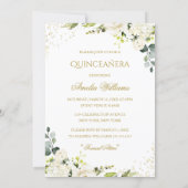 Gold Dress Sparkle Floral Quinceanera Invitation (Back)