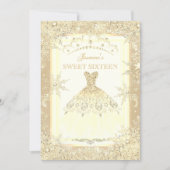 Gold Dress Tiara Winter Wonderland Sweet 16 Party Invitation (Front)