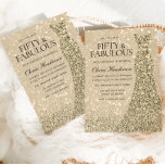 Gold Dress Womans 50th Birthday Party Sparkle  Invitation<br><div class="desc">Gold Dress Womans 50th Birthday Party Sparkle Invitation- 50 & Fabulous womans 50th birthday party

Also available as a digital download

Variations to the invitation and matching items in our store</div>