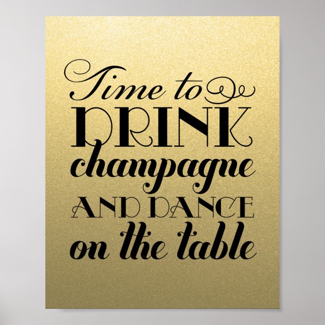 Gold Drink Champagne and Dance Poster (Front)