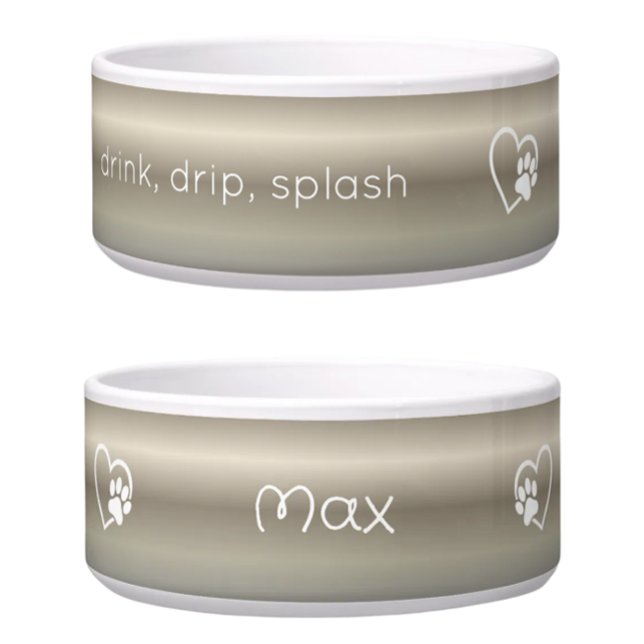 Gold 'drink drip splash' Dog Name Bowl (Creator Uploaded)