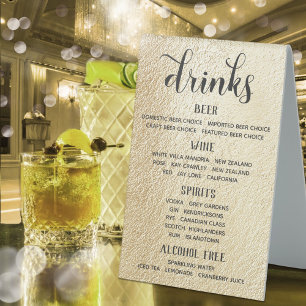 Gold Drinks Menu Standing Sign