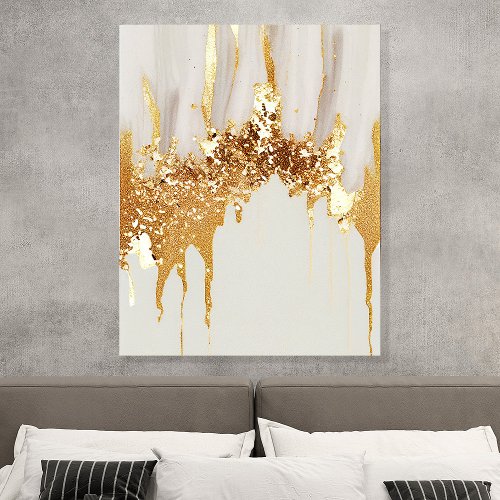 Gold Drip Abstract Acrylic Wall Art Tile