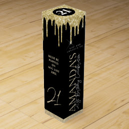 Gold Drip Birthday Invitation Wine Gift Box