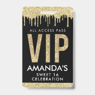 Gold Drip Customizable VIP All Access Badge