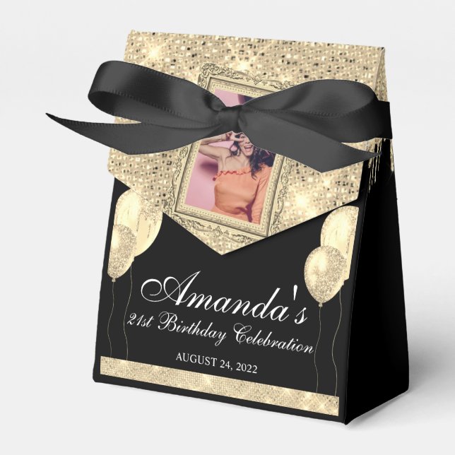Gold Drip Glamour Photo Favor Box (Front Side)