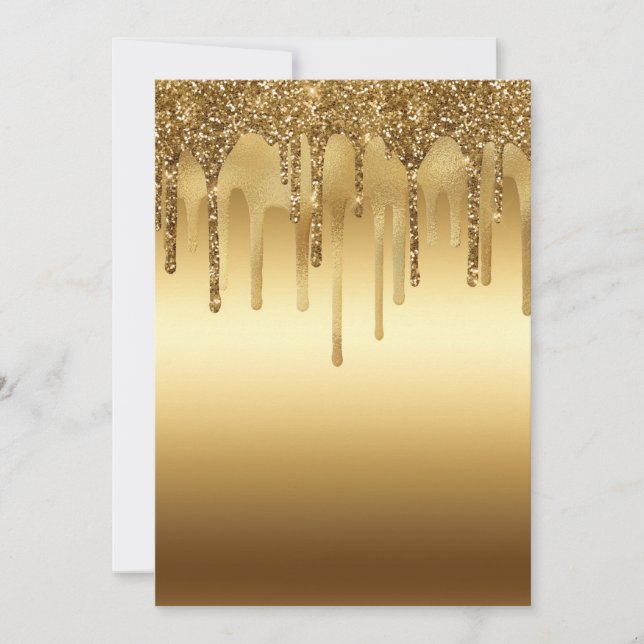 Gold Drip Glitter Elegant Luxury Sparkly Chic Invitation (Front)