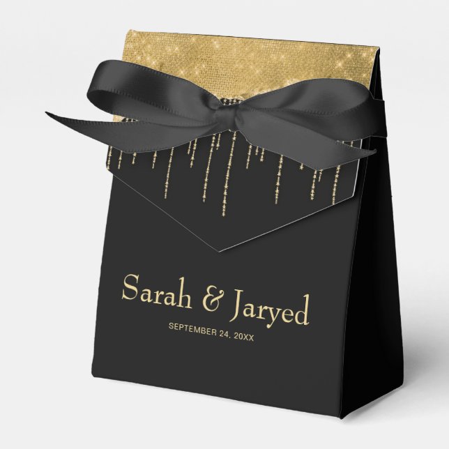 Gold Drip Glitter  Favor Boxes (Front Side)
