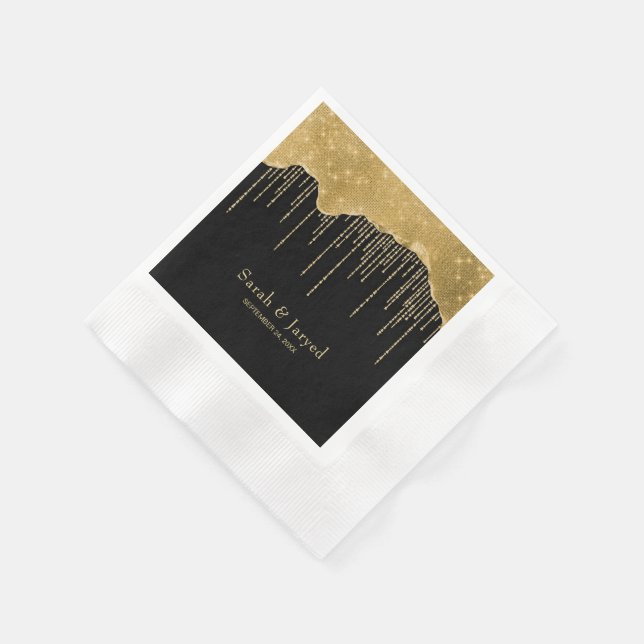 Gold Drip Glitter  Napkins (Corner)
